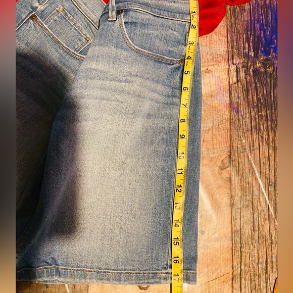 LOFT Classic Blue Denim Skirt stoned wash stripe / size 14 - Picture 10 of 17